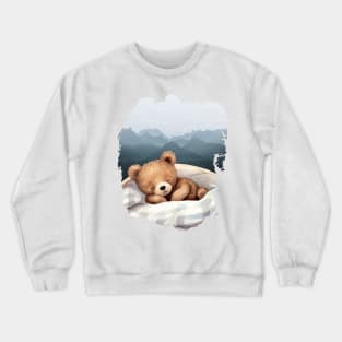 CUTE Teddy Bear Sleeping AND Watercolor Mountains Crewneck Sweatshirt